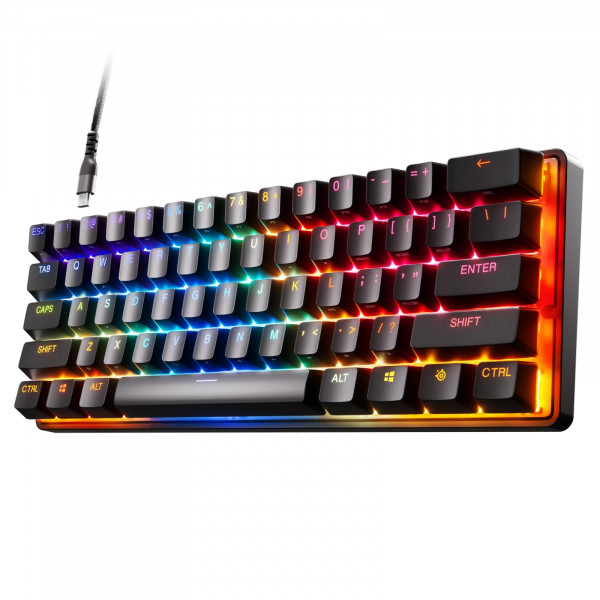 Teclado para juegos SteelSeries Apex Pro Mini hipermagnético – Actuación ajustable – Factor de forma compacto del 60 % – RGB – Teclas PBT – USB-C