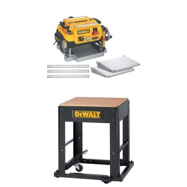 Paquete de cepilladora de dos velocidades DEWALT DW735X de 13 con soporte para cepilladora DW7350 con base móvil integrada