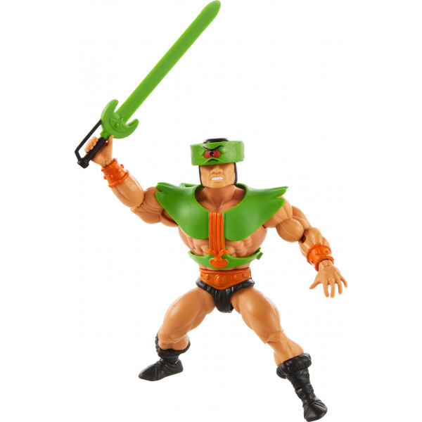 Mattel Masters of the Universe Origins Juego de figuras de acción y accesorios, juguete coleccionable Tri-Klops de 5,5 pulgadas con articulaciones posibles y minicómic