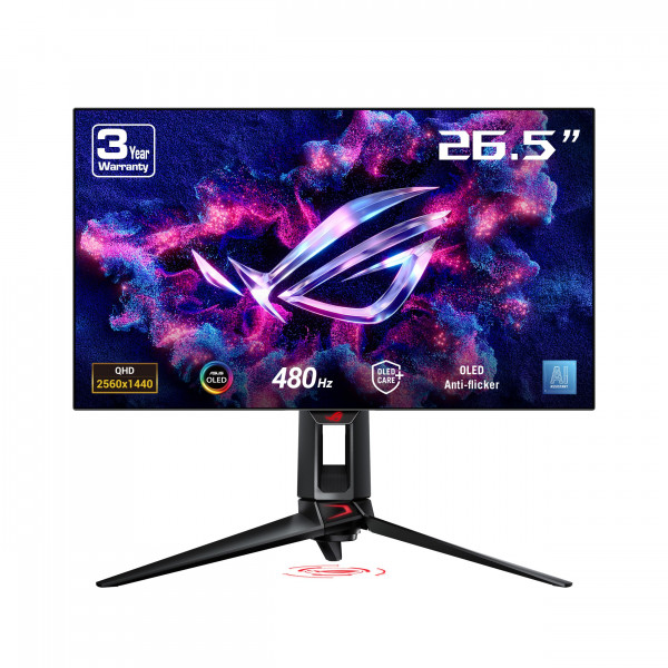 Monitor para juegos ASUS ROG Swift OLED 27 1440P (PG27AQDP) - WOLED, QHD, 480 Hz, 0,03 ms, compatible con G-SYNC, disipador de calor personalizado, asistente AI, DisplayHDR400 True Black, 99% DCI-P3, True 10 bits, DisplayWidget