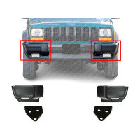 AUTOS PARTS PLUS Tapas de parachoques delantero texturizadas + soportes de brazo de montaje lado izquierdo del conductor y derecho del pasajero reemplazo directo compatible con Jeep Cherokee 1997-2001 CH1004126 CH1005126 CH1066104