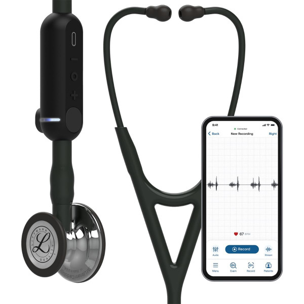 Estetoscopio digital 3M Littmann CORE, nuestro estetoscopio más avanzado hasta el momento, amplificación de hasta 40x*, cancelación activa de ruido, visualización de ondas sonoras en la aplicación, campana con acabado de espejo, 8890