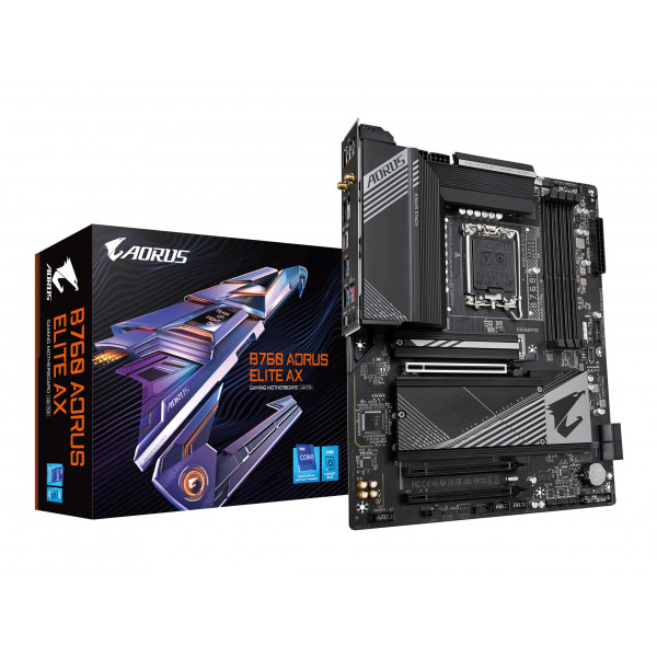 GIGABYTE B760 AORUS Elite AX (LGA 1700/ Intel/ B760/ ATX/ DDR5/ Triple M.2/ PCIe 4.0/ USB 3.2 Gen2X2 Type-C/WiFi 6E/ 2.5GbE LAN/Q-Flash Plus/PCIe EZ-Latch/Juegos Placa madre)