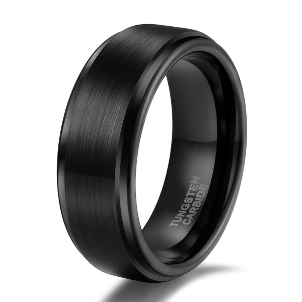 Rings de boda de Trumium para hombres Mujeres de 8 mm Bando de boda de tungsteno Negro Anillos de compromiso de compromiso mate Conformado Tamaño de ajuste 9