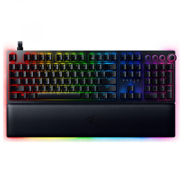 Razer Huntsman V2 teclado de juego analógico: actuación ajustable a través de interruptores ópticos analógicos - modo de activación rápida - iluminación de croma rgb - reposo en la muñeca magnética - teclas de medios dedicadas y marcación negra