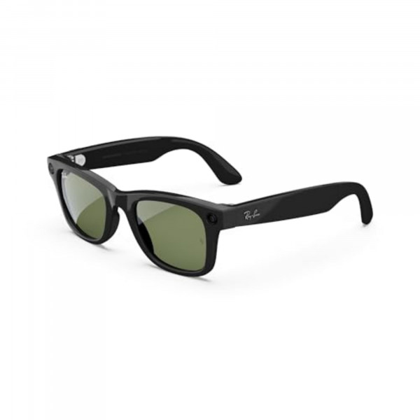 Gafas de sol meta cuadradas, wayfarer, brillante negro / g15 verde, grande (renovado)