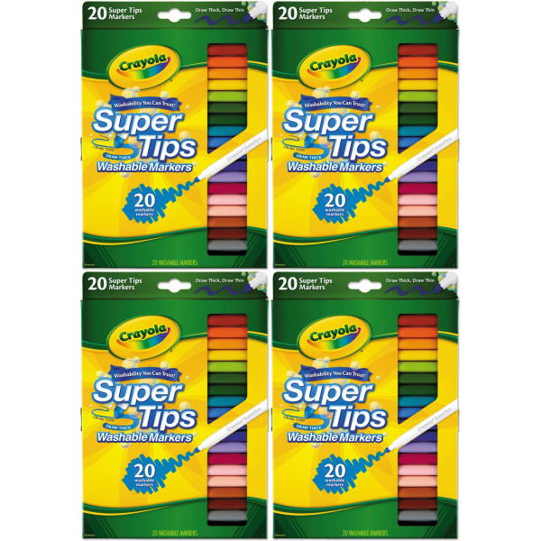 Crayola 58-8106 Marcador de Super Tips de 20ct (paquete de 4)